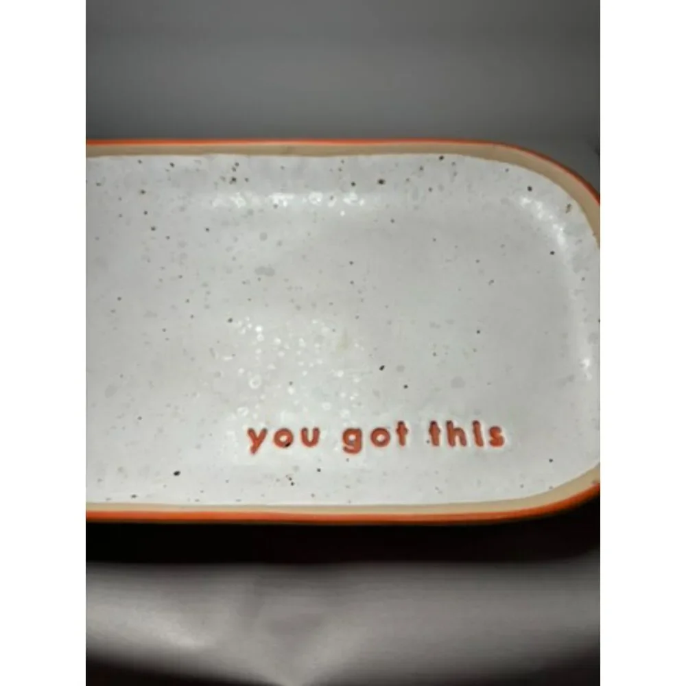 Crate & Barrel Stoneware Tray 10x5 trinket office‎ jewelry inspirational